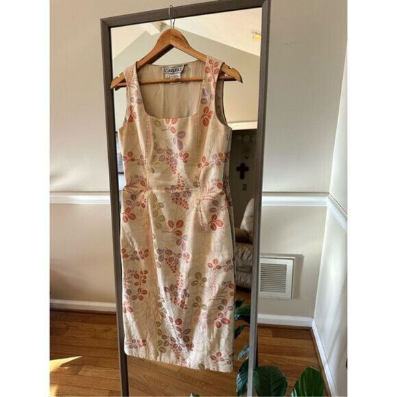 Carlisle Vintage  Floral Sheath Dress Silk Fitted Midi Size  6 - Picture 2 of 5